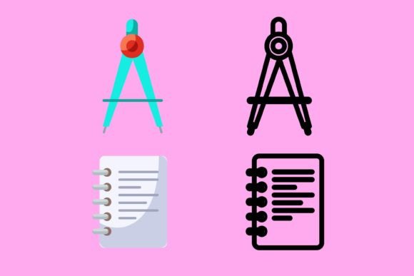 Evaluating Bundling School Icon Illustration-3 for Real Embroidery Work
