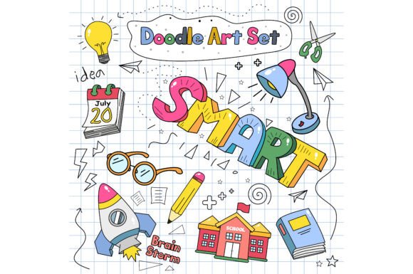 How Colorful School Element Doodle Translates into Embroidered Projects