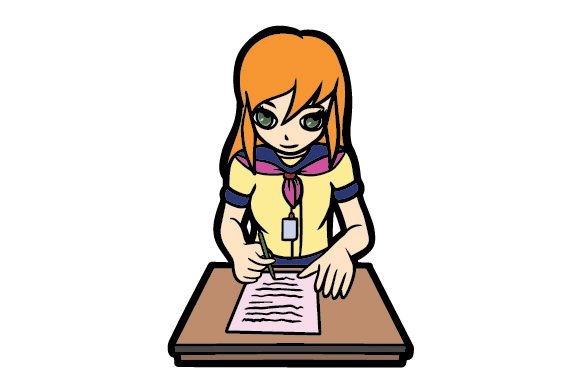 Reviewing the Female Student Writing Embroidery Design
